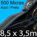POLYLONA SUPER 8,5x3,5m PP/PE AZUL/PRETO 500 MICRAS com argolas "D" INOX a cada 50cm